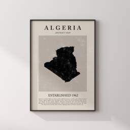 Algeria Map Vintage Abstract Wall Art Print Picasso + Matisse Inspired Travel Poster - thumbnail 2