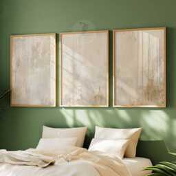 Set Of 3 Abstract Prints, Neutral Posters, Beige White Wall Art, Soft Tones Decor, Minimalist Bedroom Living Room Art - thumbnail 3