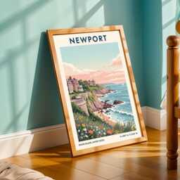 Newport Cliffs Poster - Rhode Island Wall Art Us State Gift For Traveller Usa Travel Print America - thumbnail 2