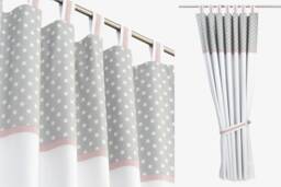 Baby Girl Nursery Blackout Curtain in Pink Gray White-Baby Room Drape-Baby Window-Toddler Curtains-Curtain For Toddler Girls - thumbnail 1