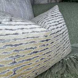 "Luxury Cushion Cover, Cut Velvet Green Pillow Modern Designer Rectangle Pillow Case, 12""x20" - thumbnail 2