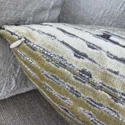 "Luxury Cushion Cover, Cut Velvet Green Pillow Modern Designer Rectangle Pillow Case, 12""x20" - thumbnail 3