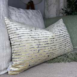 "Luxury Cushion Cover, Cut Velvet Green Pillow Modern Designer Rectangle Pillow Case, 12""x20" - thumbnail 1