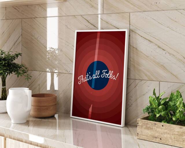 Thats All Folks Printed Wall Art Charming Cartoon Typography Poster A3 A4 Kitchen Home Decor Gift Idea - image 1