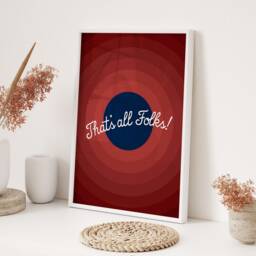 Thats All Folks Printed Wall Art Charming Cartoon Typography Poster A3 A4 Kitchen Home Decor Gift Idea - thumbnail 3