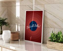 Thats All Folks Printed Wall Art Charming Cartoon Typography Poster A3 A4 Kitchen Home Decor Gift Idea - thumbnail 1