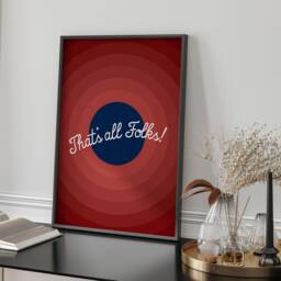 Thats All Folks Printed Wall Art Charming Cartoon Typography Poster A3 A4 Kitchen Home Decor Gift Idea - thumbnail 2
