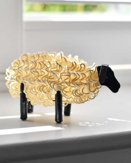 Coloured Recycled Metal Mini Sheep Sculpture - Wiggle Animal - image 1