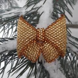 Bead Bow, Decoration For The Christmas Tree, A Gift, Decoration, New Year's Handicraft, Home - thumbnail 1