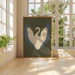 Japanese Swan Wall Art Print, Vintage Bird Poster, Elegant Crane Style Illustration, Minimalist Animal Artwork, Decor - thumbnail 3