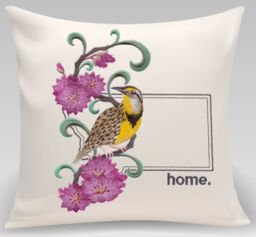 Montana Western Meadowlark & Bitterroot Medley. Embroidered With Feather Insert - thumbnail 1