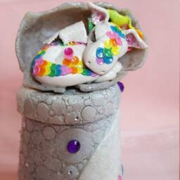 Rainbow Baby Dragon - Trinket Jar - thumbnail 3