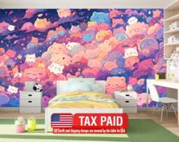 Kawaii Doodle Monster Wallpaper, Peel & Stick Kids Room Mural - thumbnail 1