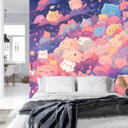 Kawaii Doodle Monster Wallpaper, Peel & Stick Kids Room Mural - thumbnail 2