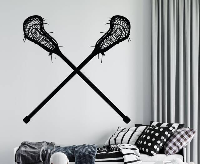 Custom Lacrosse Sticks Wall Decal Personalized Name Vinyl Decor 1024 - image 1