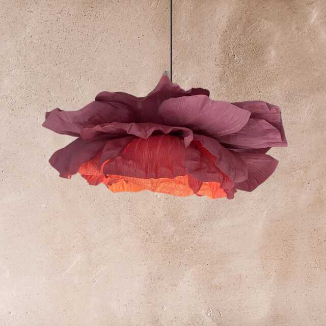 Handmade Crepe Paper Flower Chandelier Boho Chic Pendant Light - image 1