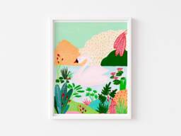 Swan Nursery Decor, Print, Tropical Wall Art, For Girls Room, Kids Room Home Swan Art Print - thumbnail 1