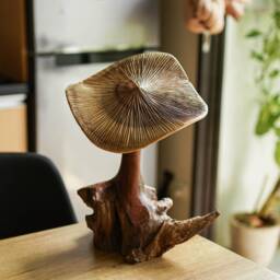 Large Mushroom Sculpture 11.5 Inch/29 , Wooden Carving, Home Decor, Room Personalized Statue, Living Room, Office Gift Idea - thumbnail 4