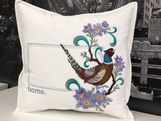 South Dakota Ring-Necked Pheasant & Pasqueflower Medley. Embroidered With Feather Insert - image 1