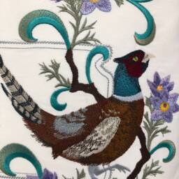 South Dakota Ring-Necked Pheasant & Pasqueflower Medley. Embroidered With Feather Insert - thumbnail 3