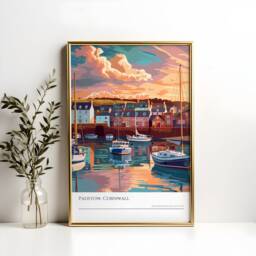 Padstow Sunset Art Print Cornish Harbour, England Holiday Souvenir - thumbnail 2