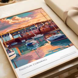 Padstow Sunset Art Print Cornish Harbour, England Holiday Souvenir - thumbnail 3