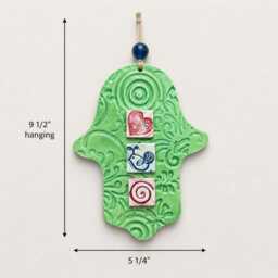 Hamsa Wall Art, Ceramic Hanging, Hand Home Blessing Amulet, Mosaic Tiles Decor Khamsa Good Luck Housewarming Gift - thumbnail 3