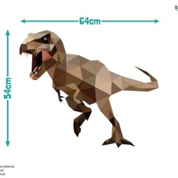 Geometric T-Rex Dinosaur Wall Sticker, Decals, Stickers For Walls, Themed Room, Sticker - thumbnail 3