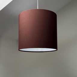 Brown Cotton Drum Lampshade, White Lining, Ceiling Shade - thumbnail 1