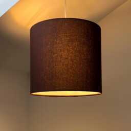 Brown Cotton Drum Lampshade, White Lining, Ceiling Shade - thumbnail 3