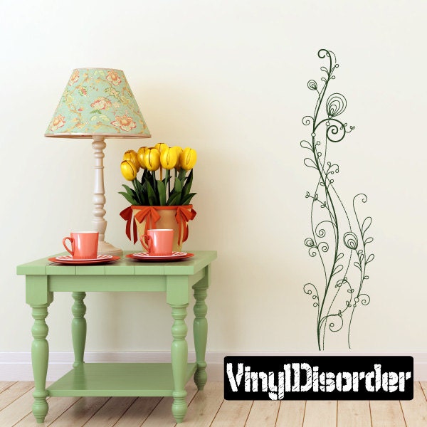 Floral Vine Wall Decal - Fabric Vinyl Removable & Reusable Floralvineuscolor006Et