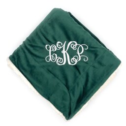 Monogrammed Blanket, Custom Fleece Sherpa Backing, Teen Birthday Gift, Graduation Bridal Shower Personalized - thumbnail 2