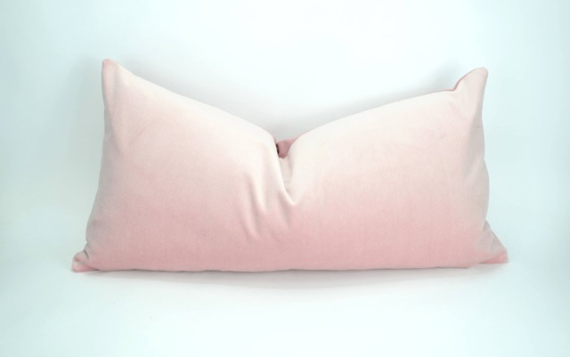 Blush Velvet Lumbar Pillow Cover - Heavyweight Cotton Cushion - image 1