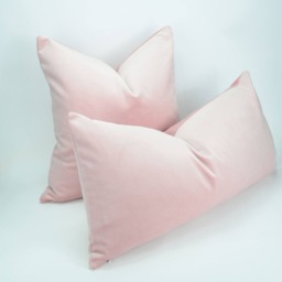 Blush Velvet Lumbar Pillow Cover - Heavyweight Cotton Cushion - thumbnail 4