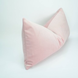 Blush Velvet Lumbar Pillow Cover - Heavyweight Cotton Cushion - thumbnail 2