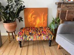 Botanical Velvet Footstool Large Coffee Table Ottoman, Floral, Jungle Patterns