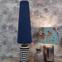70cm Tall Navy Blue Cone Lampshade in Velvet - thumbnail 3