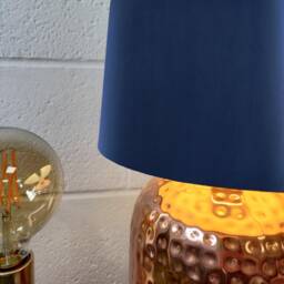 70cm Tall Navy Blue Cone Lampshade in Velvet - thumbnail 2