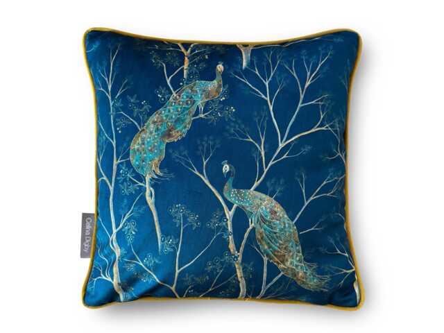 Celina Digby?? Designer Luxury Velvet Cushion Pillow Super Soft Floral Peacock Pacific Blue With Piping Available in 2 Sizes, Filling Options - image 1