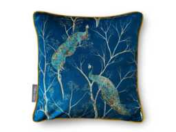 Celina Digby?? Designer Luxury Velvet Cushion Pillow Super Soft Floral Peacock Pacific Blue With Piping Available in 2 Sizes, Filling Options - thumbnail 1