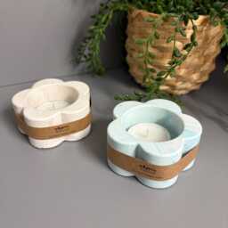 Jesmonite Eco Resin Tea Light Holder, Flower Candle Holder - thumbnail 4