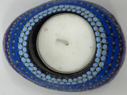 Mandalastein Tea Light Holder Blue/Gold - thumbnail 1