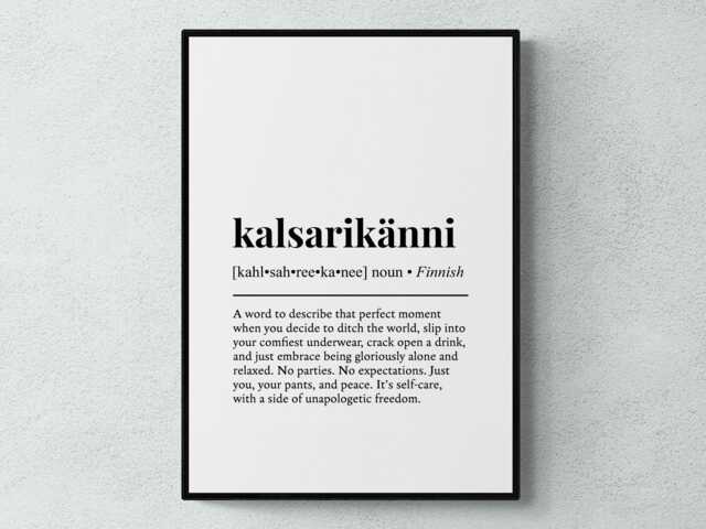 Kalsarikanni Finnish Word Definition Finland Gift Wall Art Print - image 1