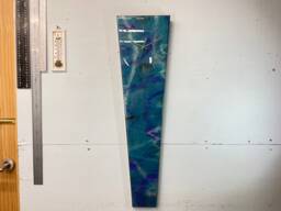 70cm Long Narrow Turquoise Purple & Silver Abstract Resin Wall Clock, Modern Unusual Home Decor
