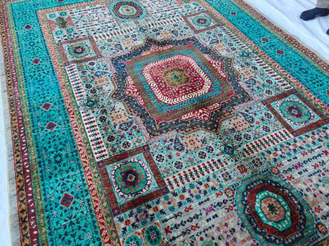 Handwoven Mamluk Wool Rug - 8.8 X 5.8 Ft Geometric Afghan - image 1