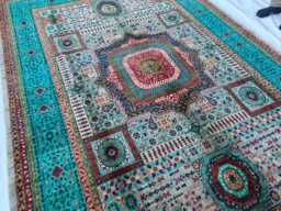Handwoven Mamluk Wool Rug - 8.8 X 5.8 Ft Geometric Afghan - thumbnail 1