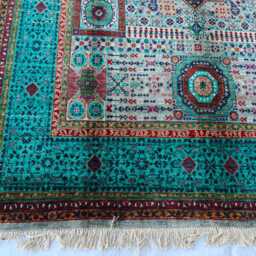 Handwoven Mamluk Wool Rug - 8.8 X 5.8 Ft Geometric Afghan - thumbnail 3