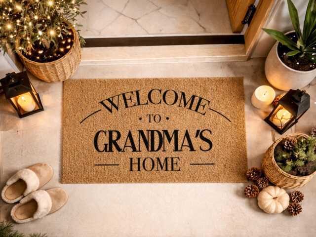 Custom Grandma's House Rug - Arched Name Welcome Unique Retired Entry Sign - image 1