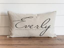 First Name Baby Stat 16 X 26 Pillow Cover // Gift Photo Prop Newborn Birth Throw For Them Accent - thumbnail 1