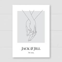 Valentine's Day Gift, Line Art Hands Print, Anniversary Gift For Him Or Her, Personalised Print Girlfriend, Fiance, Husband Wife - thumbnail 3